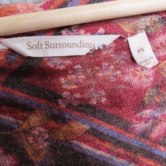 Soft Surroundings Tunic Top PS Petite Small Ribbed Floral Waffle Knit Boho - Picture 7 of 9